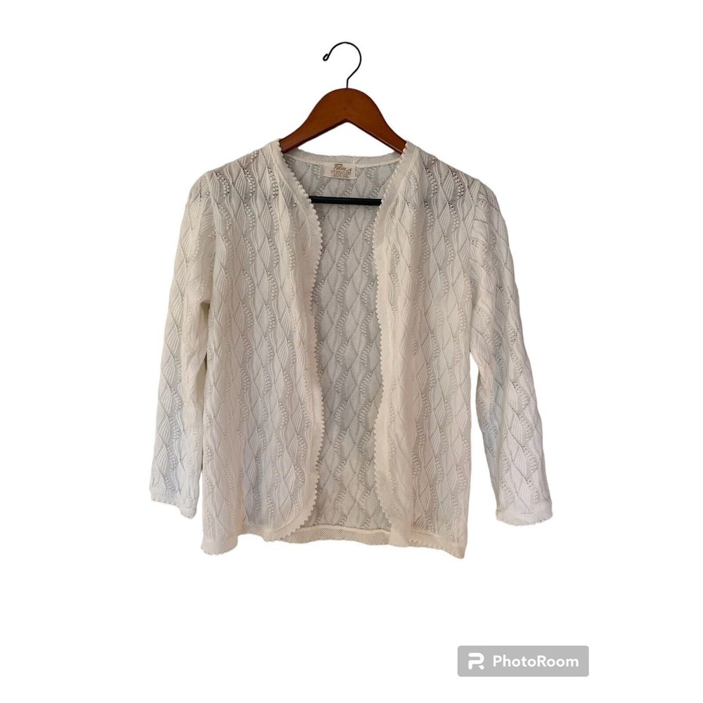Vintage  Lace Cardigan Sweater Deluxe Made In Japan Size M Lined